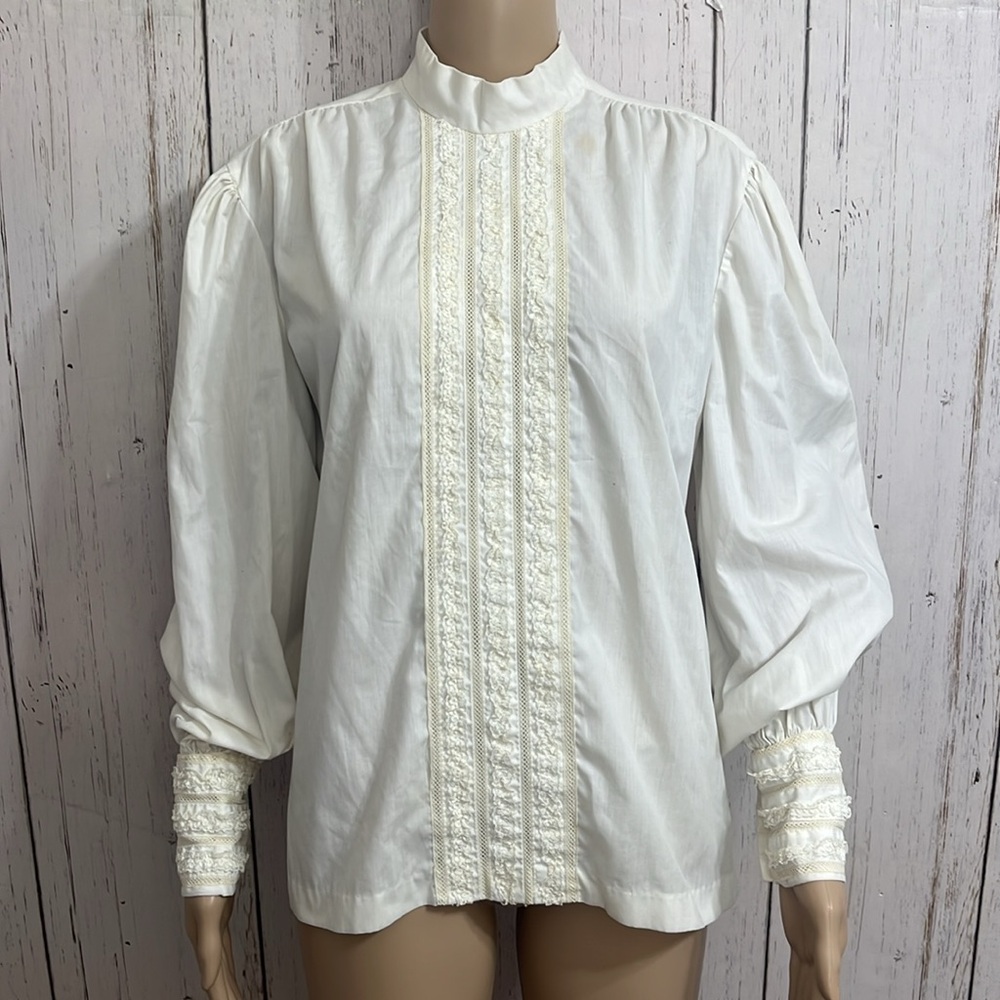 Vintage Tuxedo Blouse Pirate Sunny South Dallas Tx Size 36